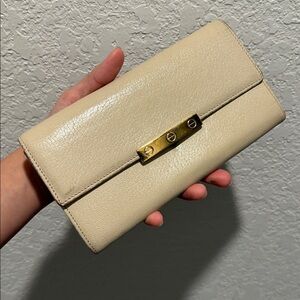 Cartier Cream Leather Wallet with Gold Hardware